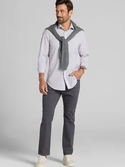 Patterned Dress Shirts|Designer Dress Shirts-Awearness Kenneth Cole Slim Fit Ultra Performance Stretch Multistripe Dress Shirt Purple