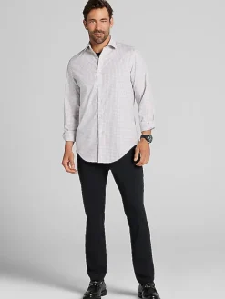 Patterned Dress Shirts|Dress Shirts-Awearness Kenneth Cole Slim Fit Ultra Performance Stretch Plaid Dress Shirt Blush