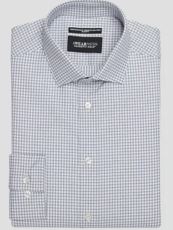 Patterned Dress Shirts|Designer Dress Shirts-Awearness Kenneth Cole Slim Fit Ultra Performance Stretch Dress Shirt Navy