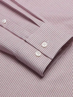 Patterned Dress Shirts|Designer Dress Shirts-Awearness Kenneth Cole Slim Fit Ultra Performance Stretch Textured Check Dress Shirt Rust