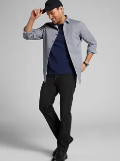 Patterned Dress Shirts|Designer Dress Shirts-Awearness Kenneth Cole Slim Fit Ultra Performance Stretch Dobby Dot Dress Shirt Navy