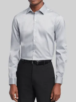 Solid Dress Shirts|Dress Shirts-Van Heusen Slim Fit Ultra Wrinkle-Free Stretch Dress Shirt Gray
