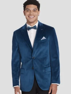 Dinner Jackets-Egara Slim Fit Velvet Dinner Jacket Teal Velvet