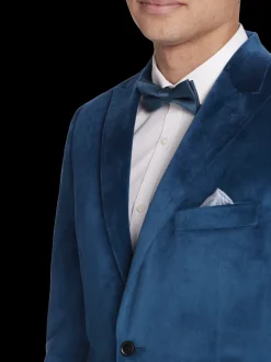 Dinner Jackets-Egara Slim Fit Velvet Dinner Jacket Teal Velvet