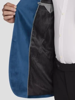 Dinner Jackets-Egara Slim Fit Velvet Dinner Jacket Teal Velvet