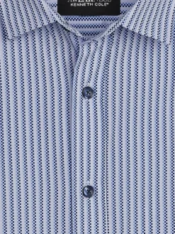 Button Up Shirts|Long Sleeve Button Up Shirts-Awearness Kenneth Cole Slim Fit 4-Way Stretch Button Up Shirt Light Blue