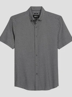 Button Up Shirts-Awearness Kenneth Cole Slim Fit 4-Way Stretch Button Up Shirt Dark Grey