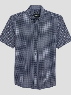 Button Up Shirts-Awearness Kenneth Cole Slim Fit 4-Way Stretch Button Up Shirt Navy