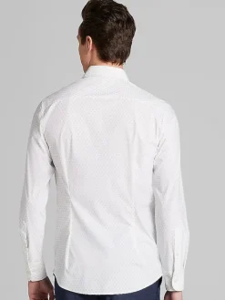 Button Up Shirts|Long Sleeve Button Up Shirts-Awearness Kenneth Cole Slim Fit 4-Way Stretch Button Up Shirt Navy