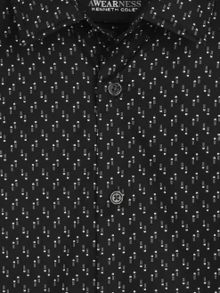 Button Up Shirts|Long Sleeve Button Up Shirts-Awearness Kenneth Cole Slim Fit 2-Way Stretch Button Up Shirt Black
