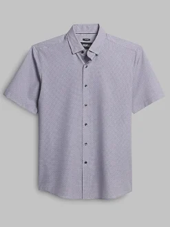 Button Up Shirts-Awearness Kenneth Cole Slim Fit 4-Way Stretch Mini Square Dot Button Up Shirt Red