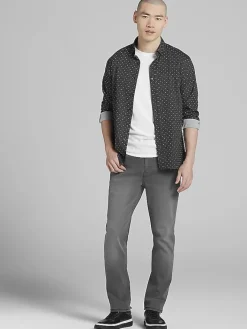 Button Up Shirts|Long Sleeve Button Up Shirts-Awearness Kenneth Cole Slim Fit 4-Way Stretch Mini Dot Button Up Shirt Black