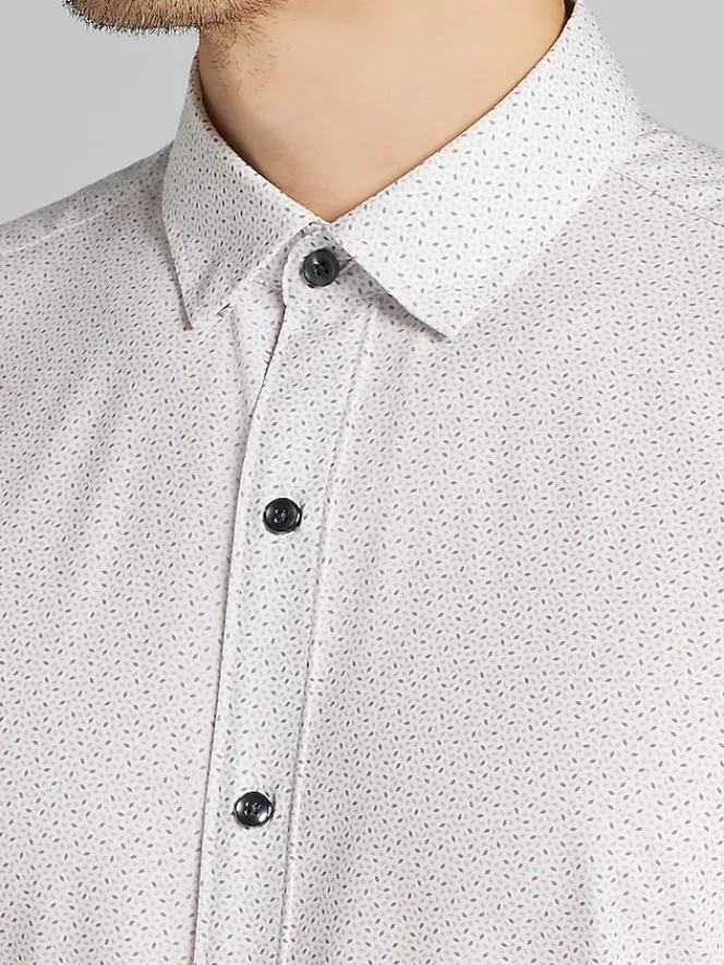 Button Up Shirts|Casual Shirts-Awearness Kenneth Cole Slim Fit 4-Way Stretch Short Sleeve Button Up Shirt Taupe