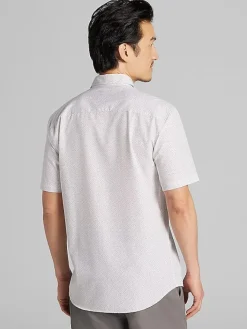 Button Up Shirts|Casual Shirts-Awearness Kenneth Cole Slim Fit 4-Way Stretch Short Sleeve Button Up Shirt Taupe