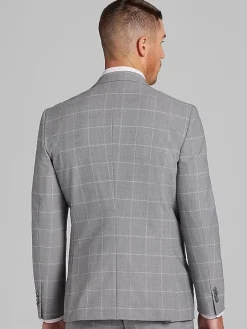 3-piece Suits|Suit Separates-JOE Joseph Abboud Slim Fit Windowpane Plaid Suit Jacket Platinum Windowpane