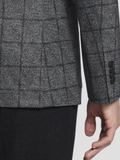 Sport Coats|Sport Coats-Awearness Kenneth Cole Slim Fit Windowpane Plaid Sport Coat Black Windowpane