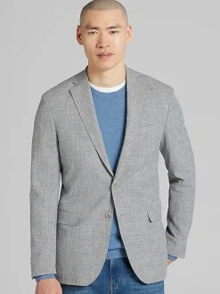 Sport Coats|Sport Coats-JOE Joseph Abboud Slim Fit Windowpane Sport Coat Grey Windowpane