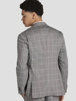 3-piece Suits|Suit Separates-JOE Joseph Abboud Slim Fit Windowpane Suit Jacket Gray Windowpane