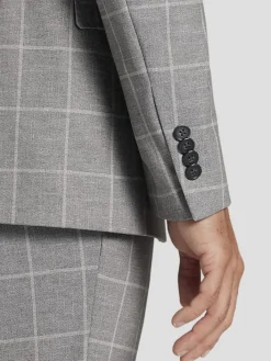 3-piece Suits|Suit Separates-JOE Joseph Abboud Slim Fit Windowpane Suit Jacket Gray Windowpane