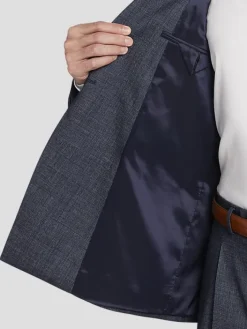 3-piece Suits|Suit Separates-Calvin Klein Slim FIt Wool Blend Double-Breasted Suit Jacket Navy Tic