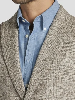 Sport Coats|Sport Coats-Joseph Abboud Slim FIt Wool Blend Knit Plaid Sport Coat Taupe Plaid