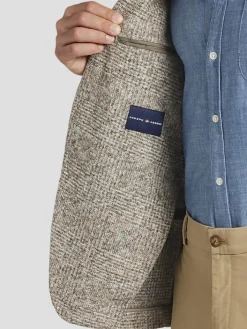 Sport Coats|Sport Coats-Joseph Abboud Slim FIt Wool Blend Knit Plaid Sport Coat Taupe Plaid