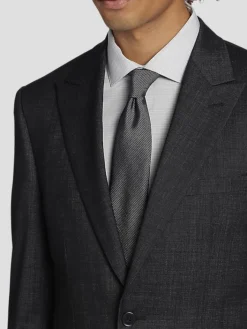 Suit Separates|3-piece Suits-Calvin Klein Slim Fit Wool Blend Peak Lapel Suit jacket Charcoal Tic