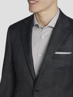 3-piece Suits|Suit Separates-Calvin Klein Slim Fit Wool Blend Plaid Suit Jacket Grey/Tan Plaid