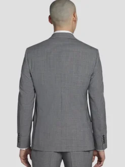 3-piece Suits|Suit Separates-Calvin Klein Slim Fit Wool Blend Plaid Suit Jacket Dark Grey/Blue Plaid