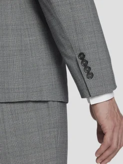 3-piece Suits|Suit Separates-Calvin Klein Slim Fit Wool Blend Plaid Suit Jacket Dark Grey/Blue Plaid