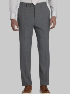 Dress Pants|3-piece Suits-Calvin Klein Slim Fit Wool Blend Plaid Suit Pants Dark Grey/Blue Plaid