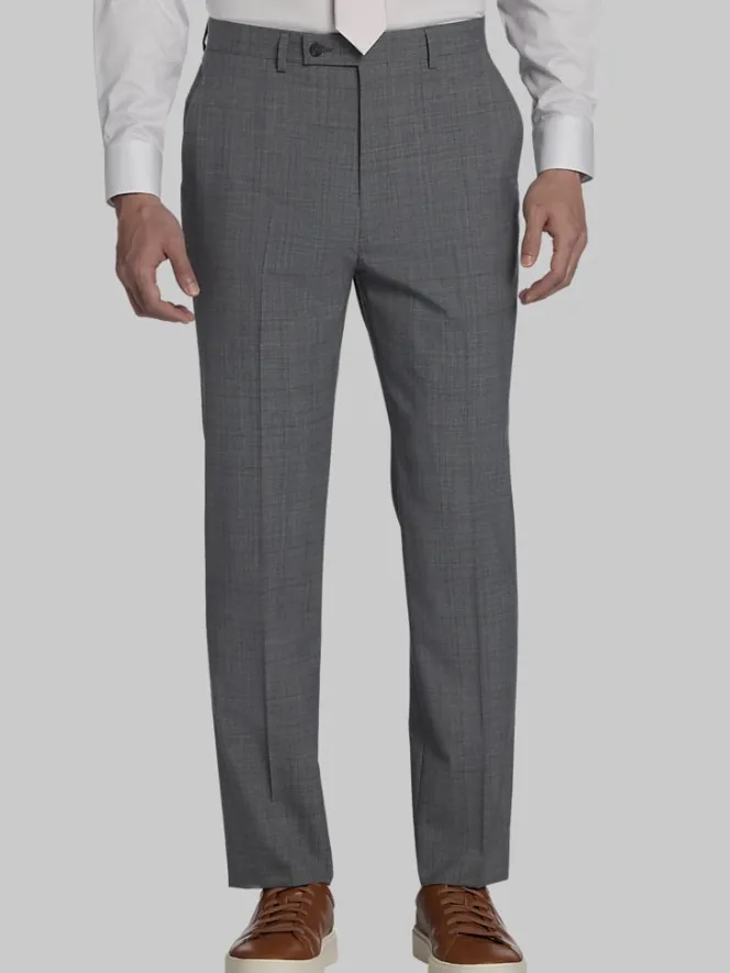 Dress Pants|3-piece Suits-Calvin Klein Slim Fit Wool Blend Plaid Suit Pants Dark Grey/Blue Plaid