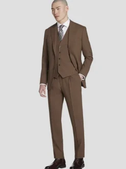 3-piece Suits|Suit Separates-JOE Joseph Abboud Slim Fit Wool Blend Sharkskin Suit Jacket Carmel