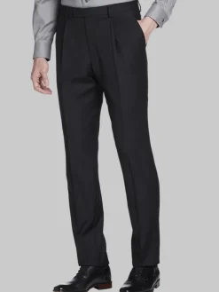 Dress Pants|3-piece Suits-JOE Joseph Abboud Slim Fit Wool Blend Single Pleat Suit Pants Black Solid
