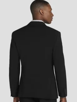 2-piece Suits-Calvin Klein Slim Fit Wool Blend Suit Black Solid