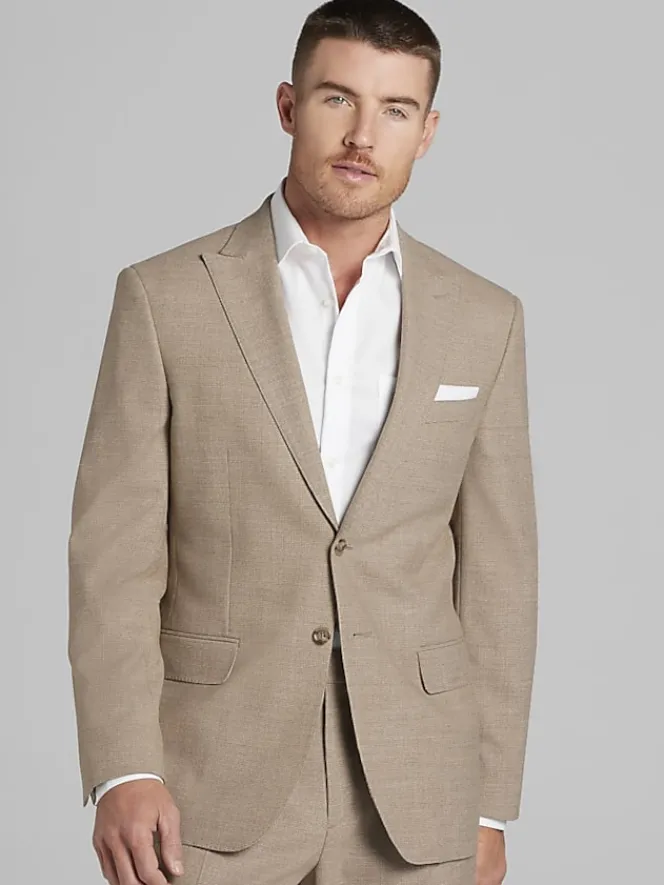 3-piece Suits|Suit Separates-JOE Joseph Abboud Slim Fit Wool Blend Suit Jacket Tan Tic