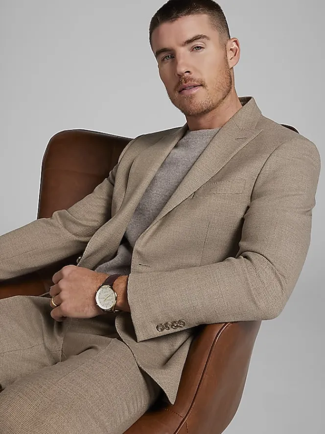 3-piece Suits|Suit Separates-JOE Joseph Abboud Slim Fit Wool Blend Suit Jacket Tan Tic