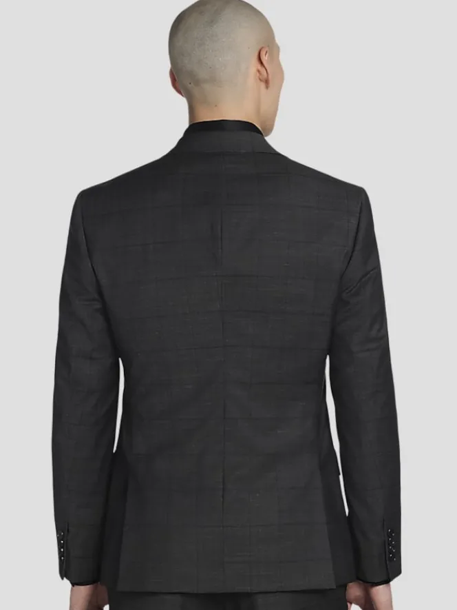 3-piece Suits|Suit Separates-Calvin Klein Slim Fit Wool Blend Suit Jacket Gray Plaid