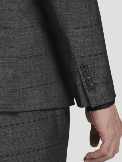 3-piece Suits|Suit Separates-Calvin Klein Slim Fit Wool Blend Suit Jacket Gray Plaid