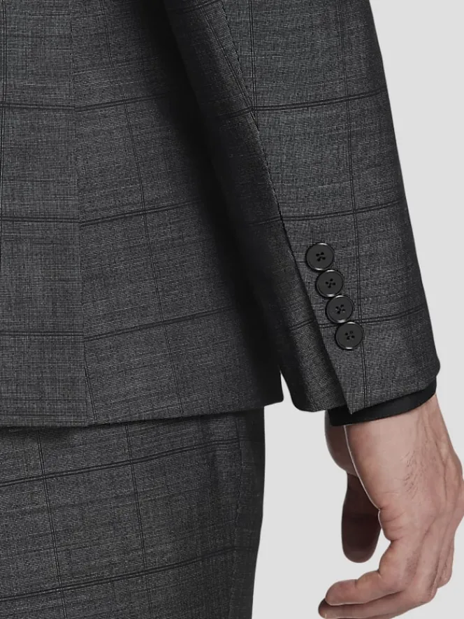 3-piece Suits|Suit Separates-Calvin Klein Slim Fit Wool Blend Suit Jacket Gray Plaid
