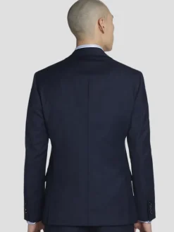 3-piece Suits|Suit Separates-Calvin Klein Slim Fit Wool Blend Suit Jacket Blue Textured