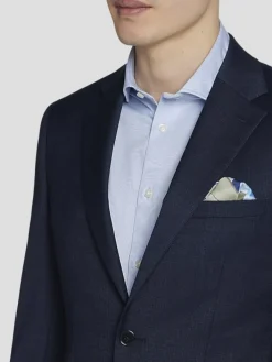 3-piece Suits|Suit Separates-Calvin Klein Slim Fit Wool Blend Suit Jacket Blue Textured