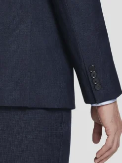 3-piece Suits|Suit Separates-Calvin Klein Slim Fit Wool Blend Suit Jacket Blue Textured