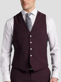 Vests|3-piece Suits-JOE Joseph Abboud Slim Fit Wool Blend Suit Vest Burgundy