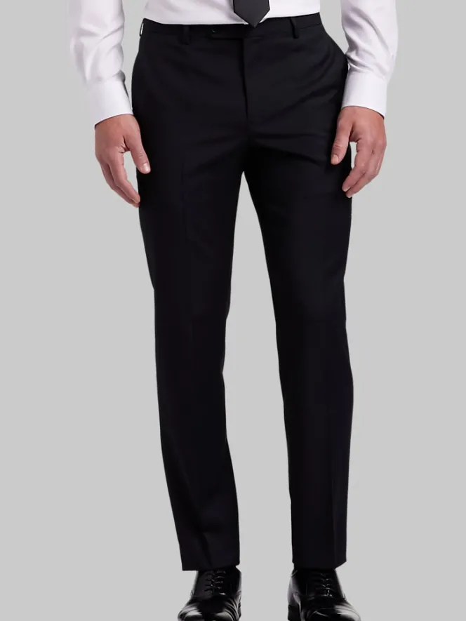 Big & Tall Pants|Big & Tall Suits-JOE Joseph Abboud Slim Fit Wool Blend Suit Pants Black Solid