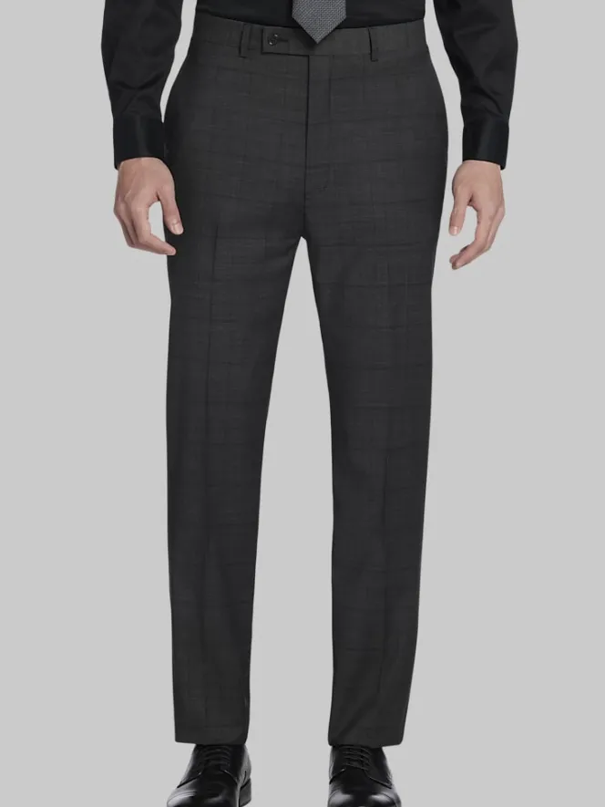 Dress Pants|Suit Separates-Calvin Klein Slim Fit Wool Blend Suit Pants Gray Plaid