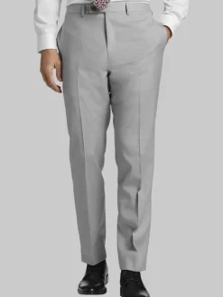 Dress Pants|3-piece Suits-Calvin Klein Slim Fit Wool Blend Suit Pants Light Gray Sharkskin