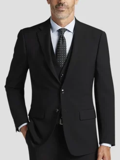 Suit Separates|3-piece Suits-Calvin Klein Slim Fit Wool Blend Suit Jacket Black Solid