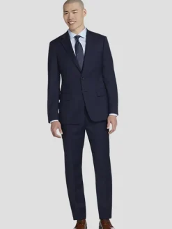 Suit Separates|3-piece Suits-Calvin Klein Slim Fit Wool Blend Suit Jacket Navy Windowpane
