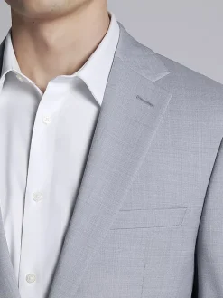 3-piece Suits|Suit Separates-Calvin Klein Slim Fit Wool Blend Suit Jacket Light Gray Sharkskin